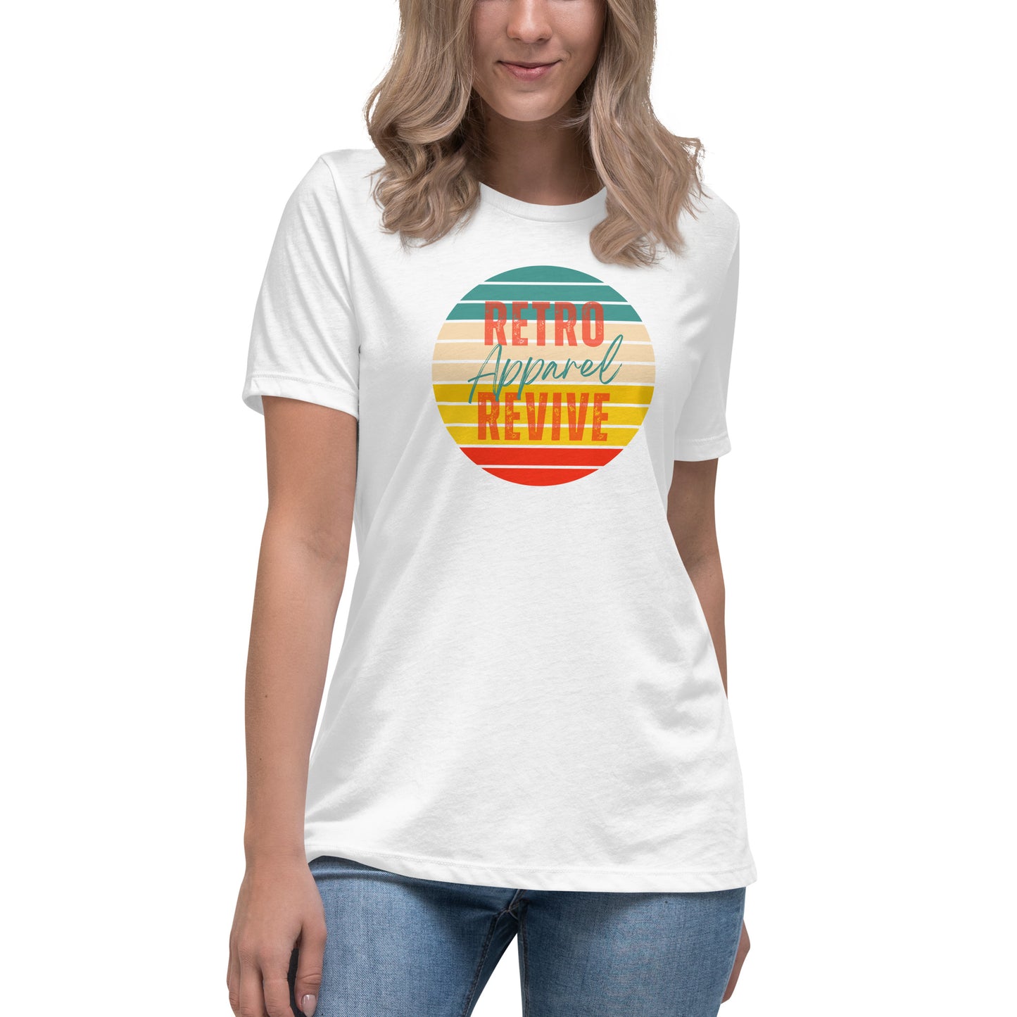 Retro Revive Apparel Rainbow Sun Women's Relaxed T-Shirt
