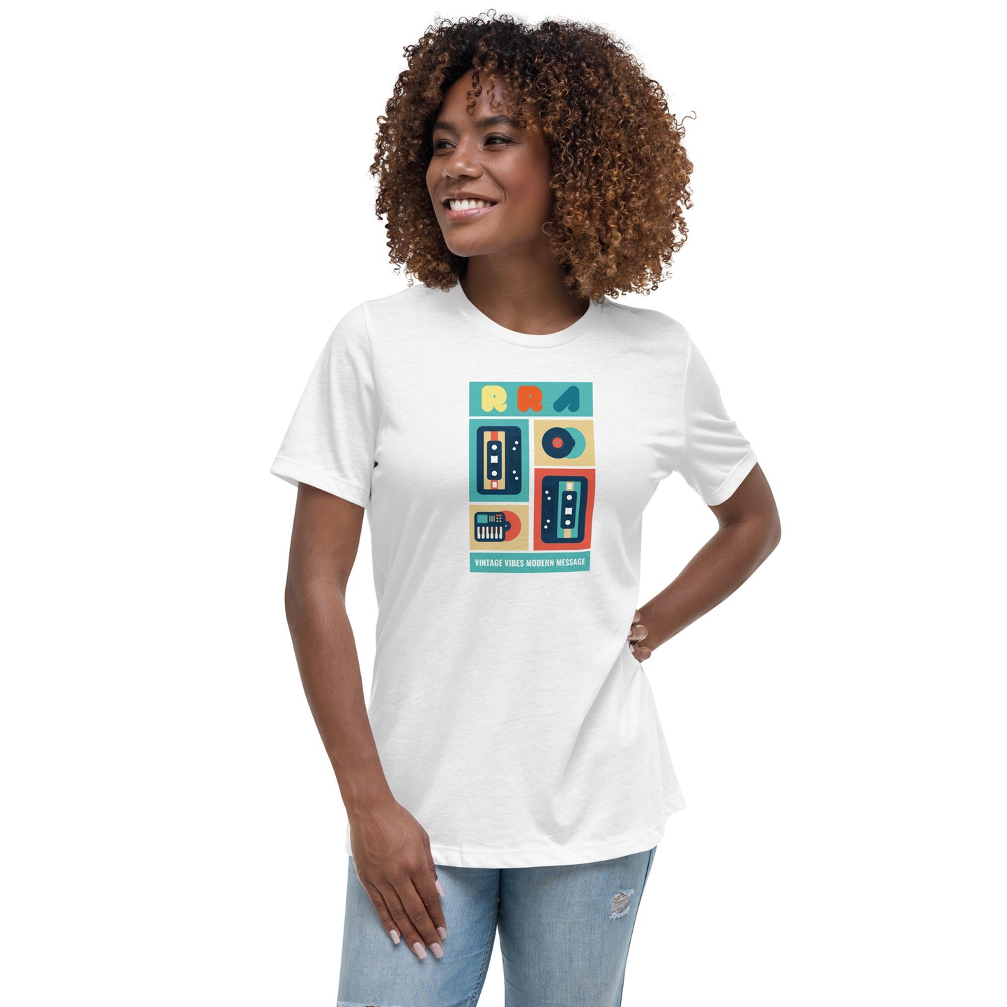 RRA Vintage Vibes Modern Message Cassettes and Vinyl Women's Relaxed T-Shirt