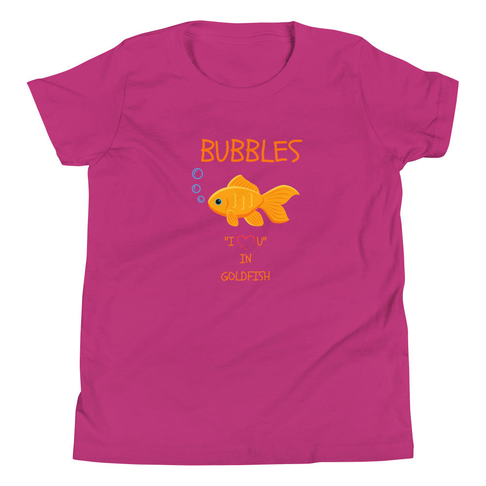 BUBBLES "I LOVE U" IN GOLDFISH Youth Short Sleeve T-Shirt