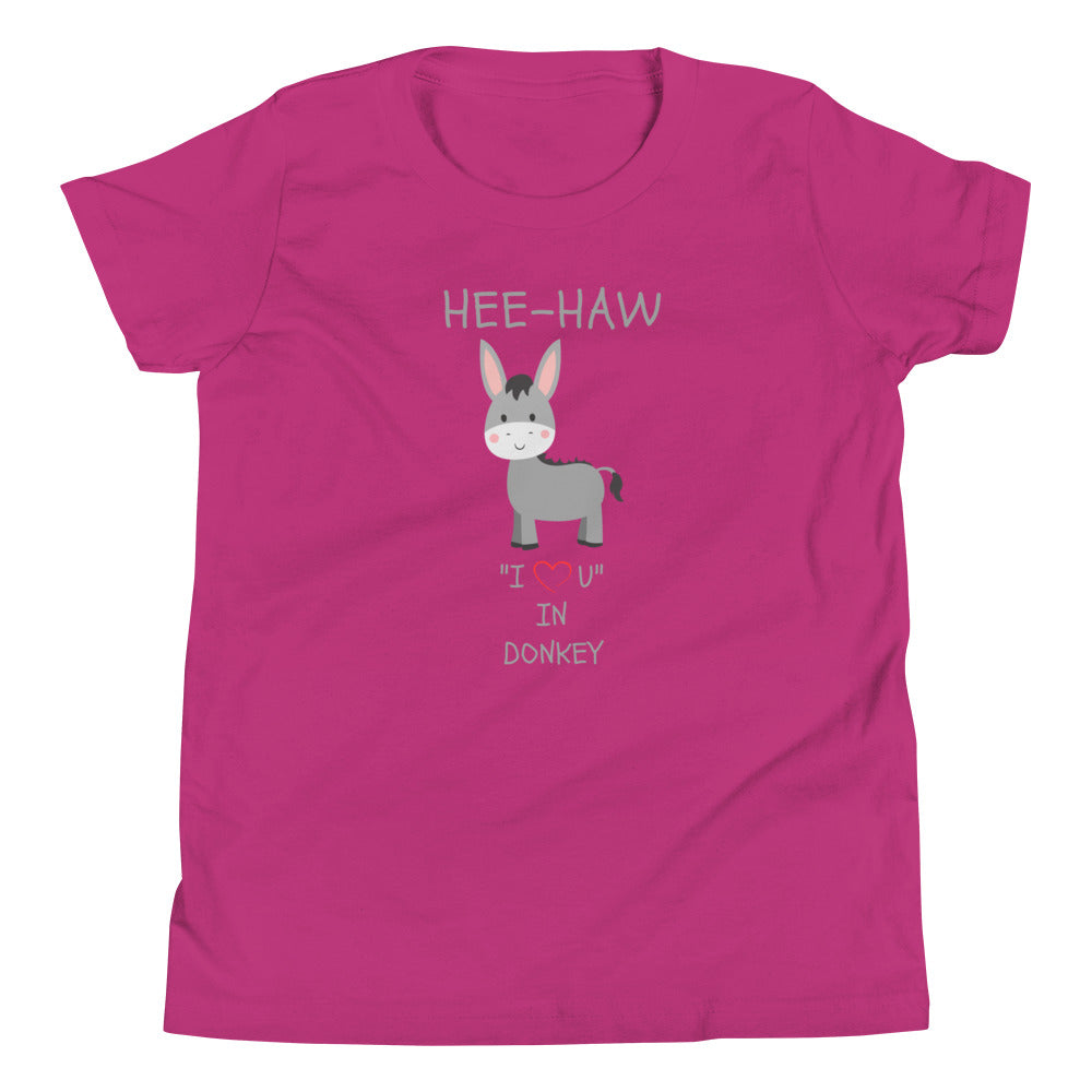 HEE-HAW "I LOVE U" IN DONKEY Youth Short Sleeve T-Shirt