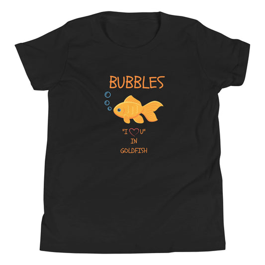BUBBLES "I LOVE U" IN GOLDFISH Youth Short Sleeve T-Shirt