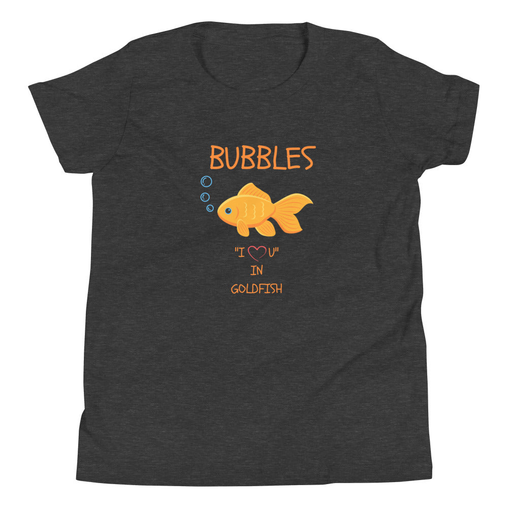 BUBBLES "I LOVE U" IN GOLDFISH Youth Short Sleeve T-Shirt