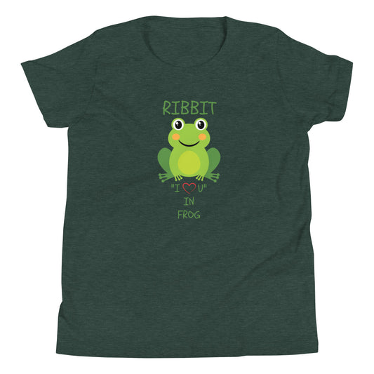 RIBBIT "I LOVE U" IN FROG Youth Short Sleeve T-Shirt