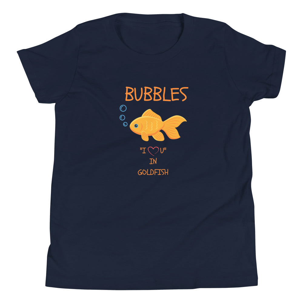 BUBBLES "I LOVE U" IN GOLDFISH Youth Short Sleeve T-Shirt