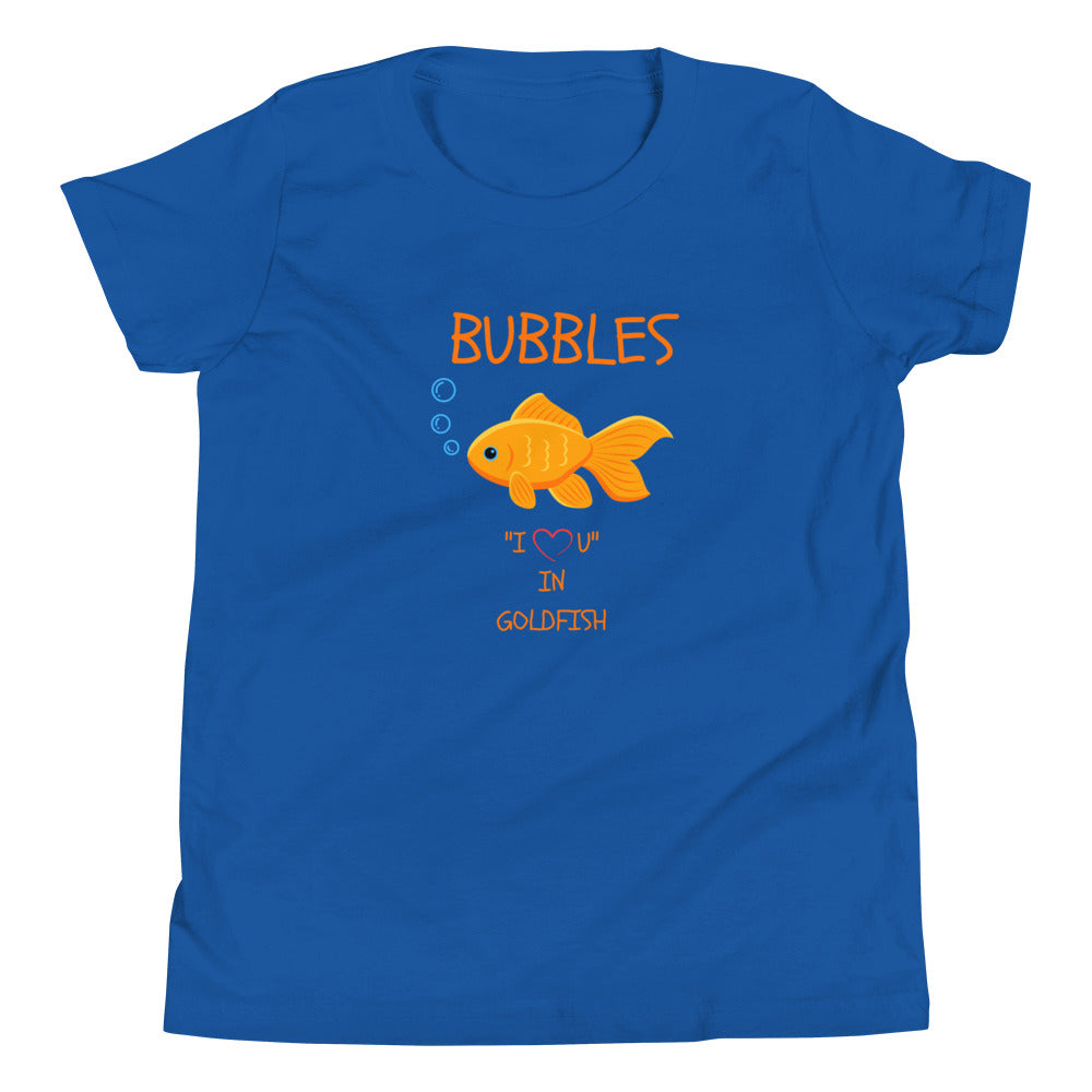 BUBBLES "I LOVE U" IN GOLDFISH Youth Short Sleeve T-Shirt