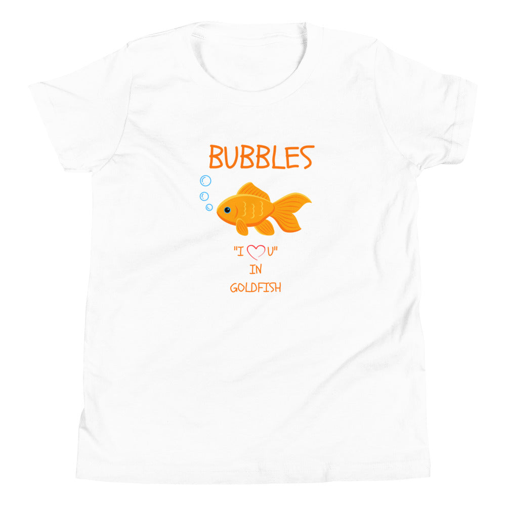 BUBBLES "I LOVE U" IN GOLDFISH Youth Short Sleeve T-Shirt