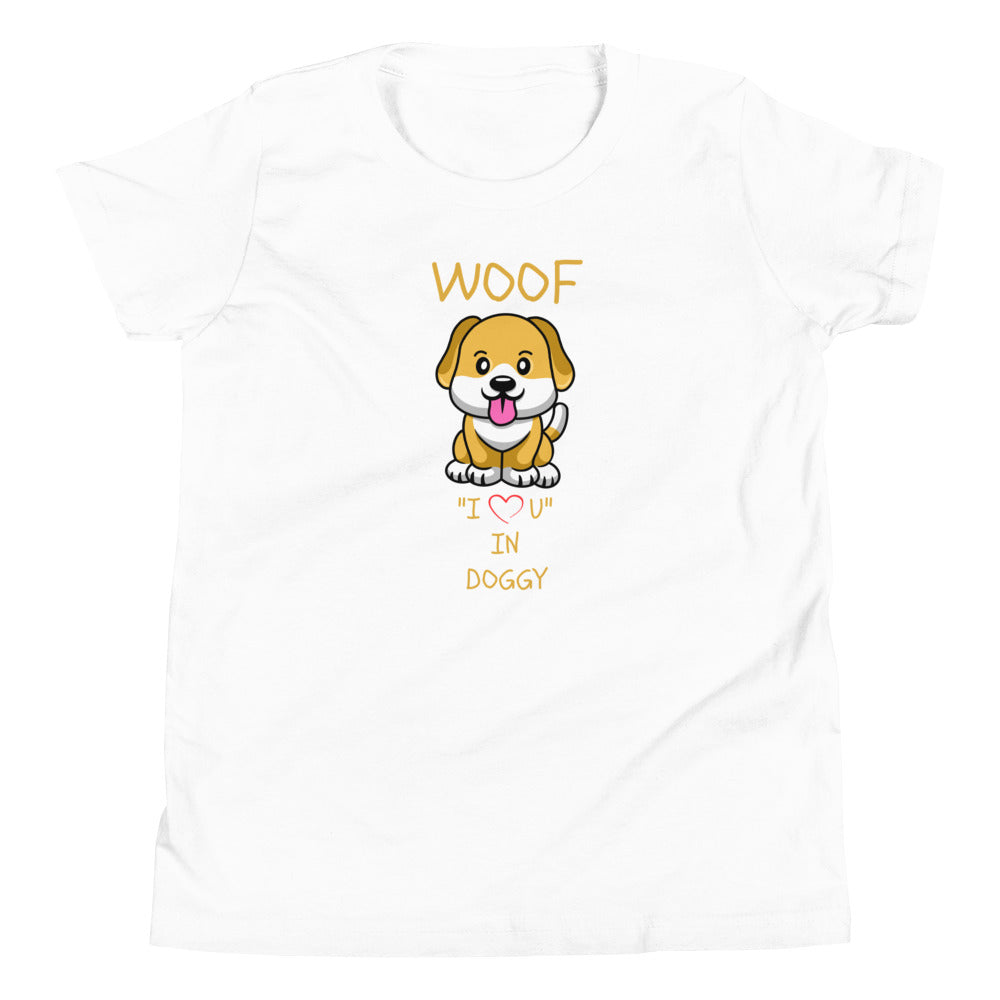 WOOF I "Love" U in Doggy Youth Short Sleeve T-Shirt