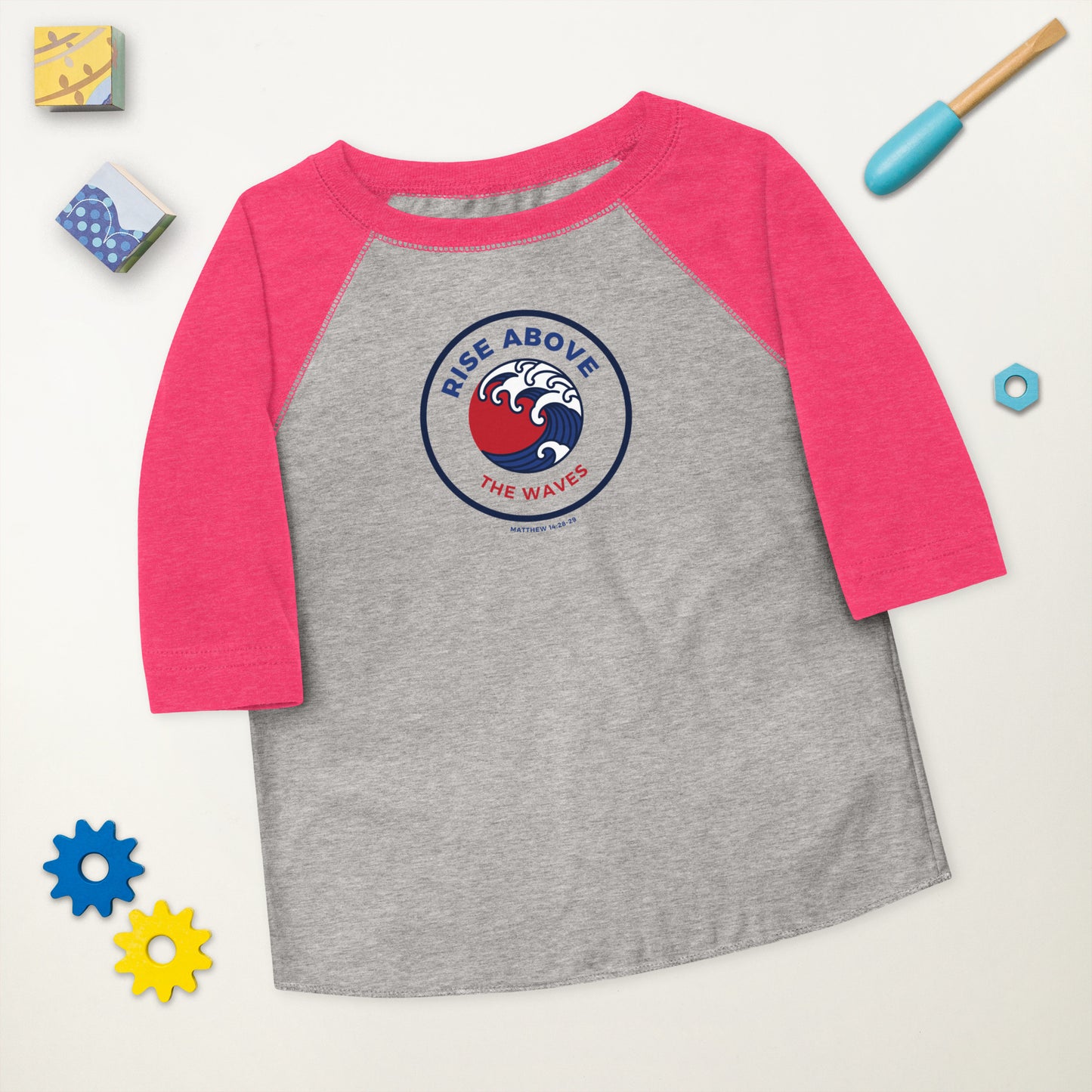 RISE ABOVE THE WAVES MATTHEW 14:28-29 Toddler Baseball Shirt