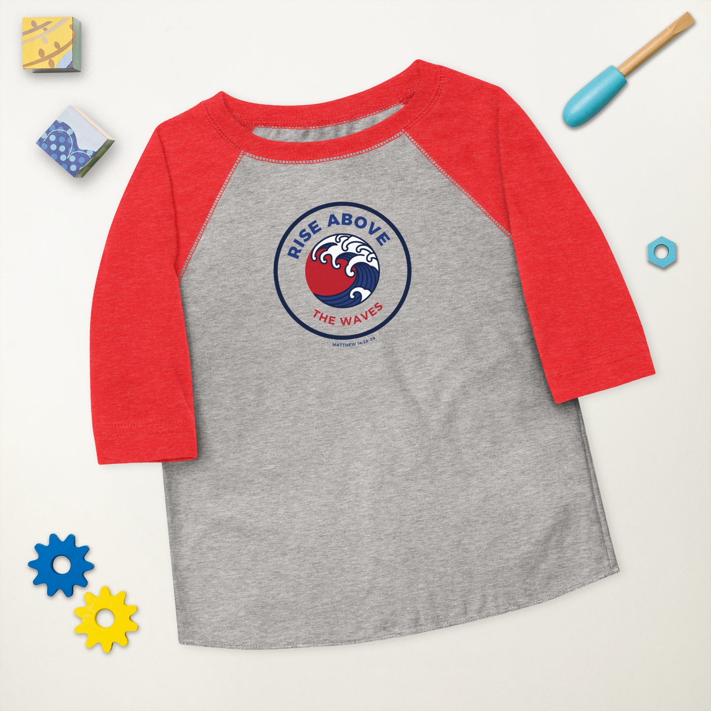 RISE ABOVE THE WAVES MATTHEW 14:28-29 Toddler Baseball Shirt