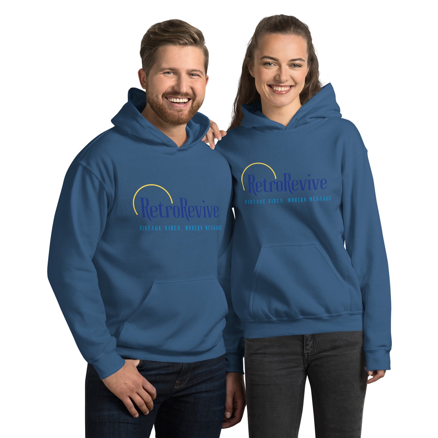RetroRevive "Vintage Vibes, Modern Message" in Blues Unisex Hoodie