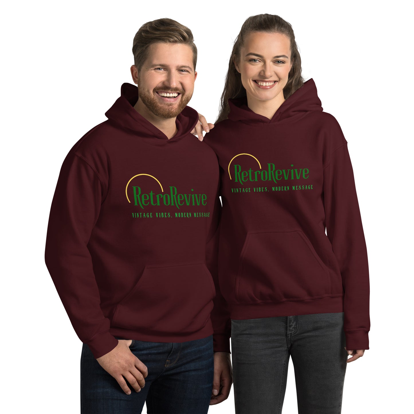 RetroRevive "Vintage Vibes, Modern Message" in Greens Unisex Hoodie