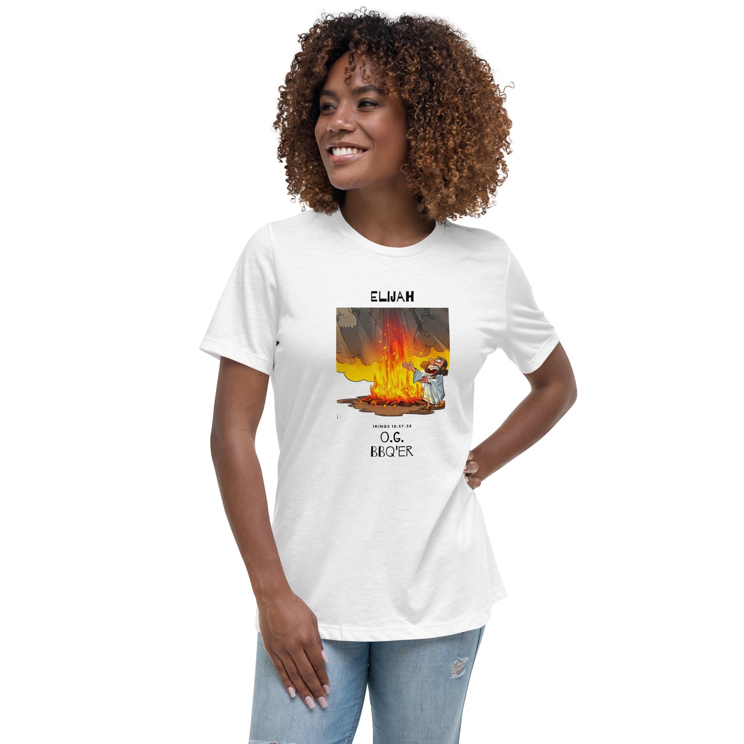 Elijah O.G. BBQ'er (Black Print) Women's Relaxed T-Shirt