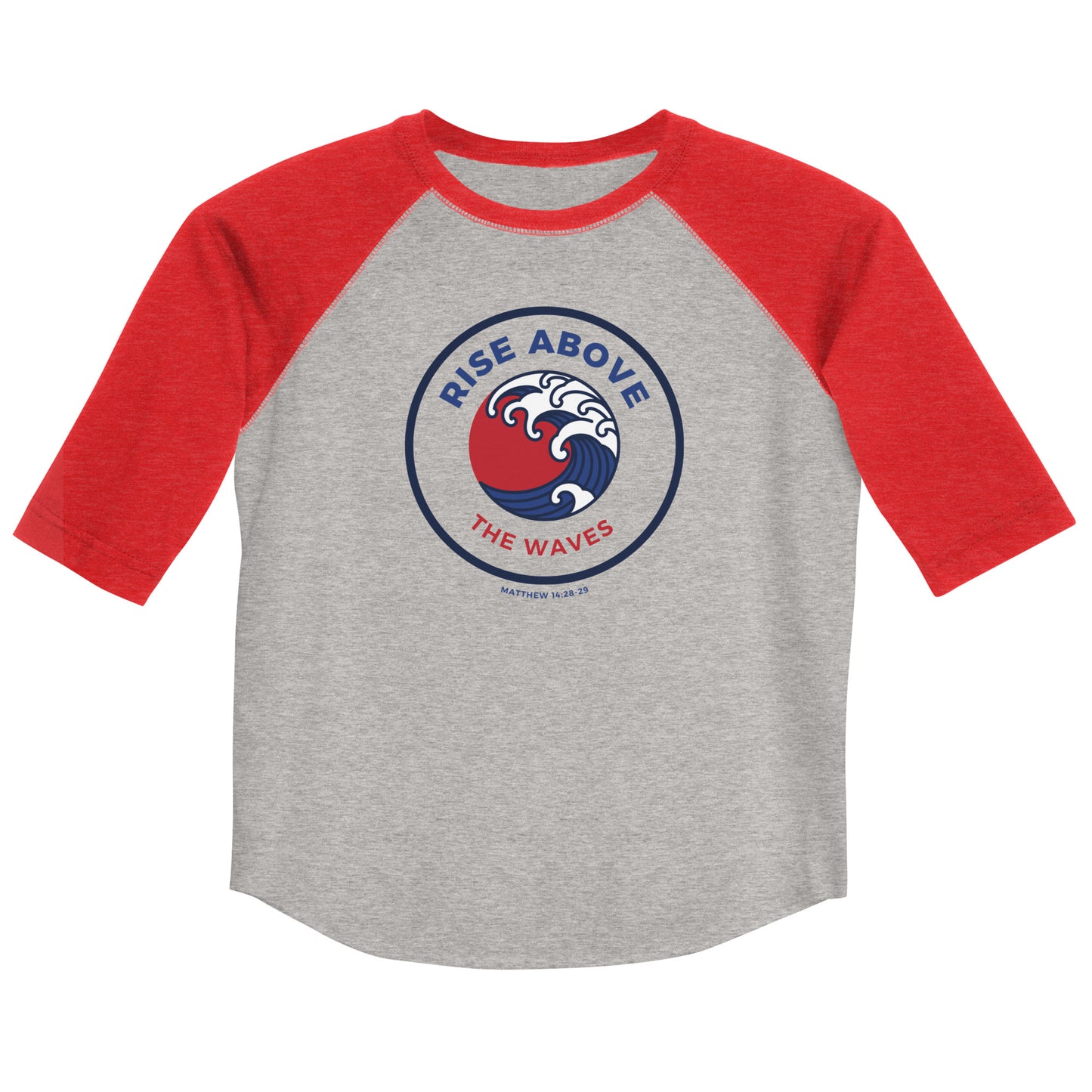 RISE ABOVE THE WAVES MATTHEW 14:28-29 Youth Baseball Shirt