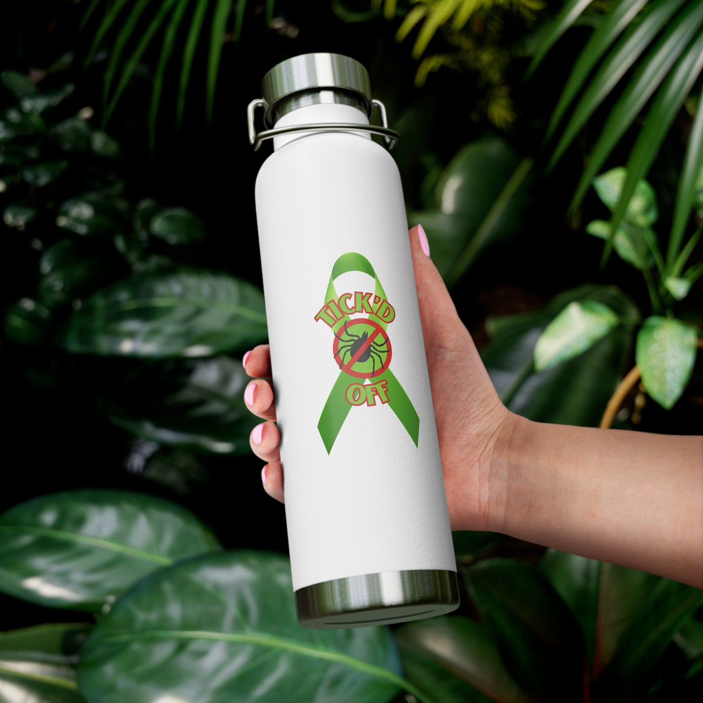 Lyme Awareness Ribbon "TICK'D OFF" Copper Vacuum Insulated Bottle, 22oz