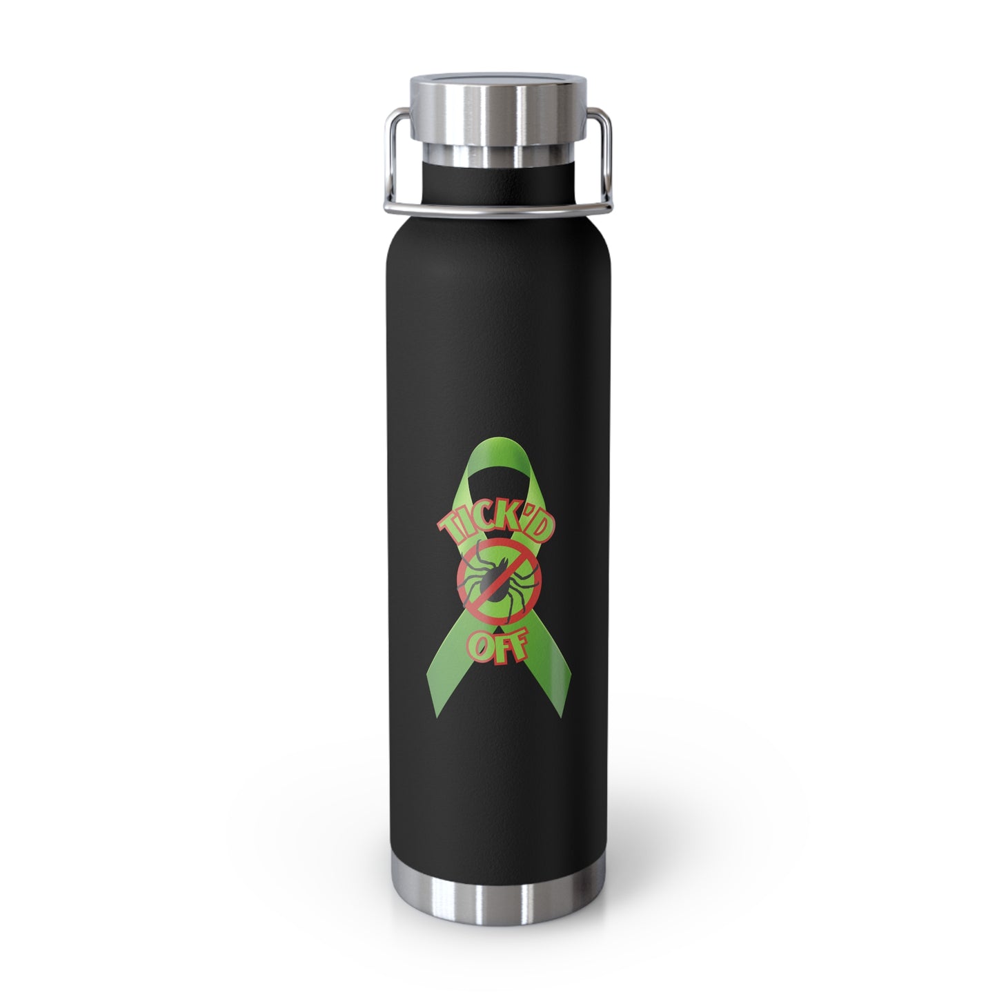 Lyme Awareness Ribbon "TICK'D OFF" Copper Vacuum Insulated Bottle, 22oz