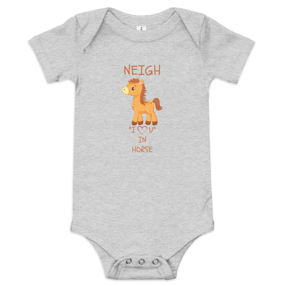 NEIGH "I LOVE U" IN HORSE Baby short sleeve one piece