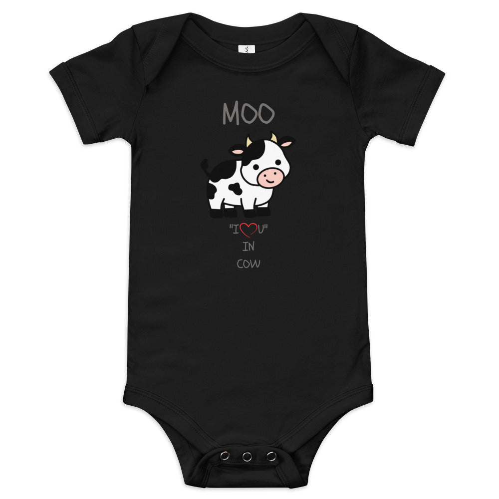 MOO "I LOVE YOU" IN COW Baby short sleeve one piece