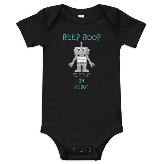 BEEP BOOP "I LOVE U" IN ROBOT Baby short sleeve one piece