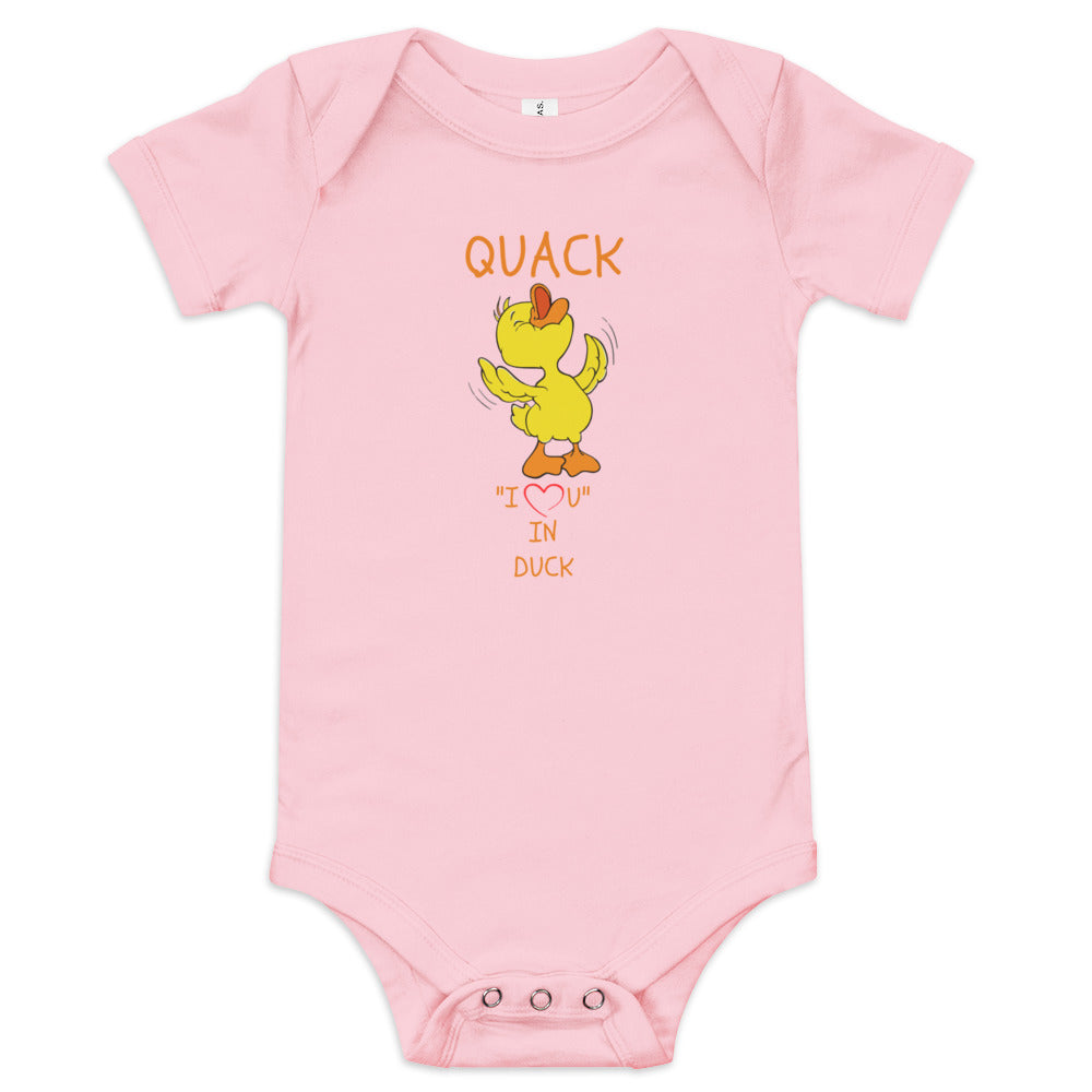 QUACK "I LOVE YOU" IN DUCK Baby short sleeve one piece