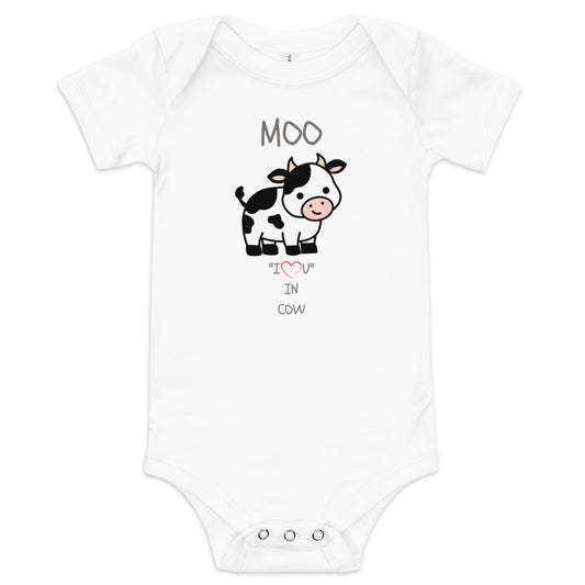 MOO "I LOVE YOU" IN COW Baby short sleeve one piece