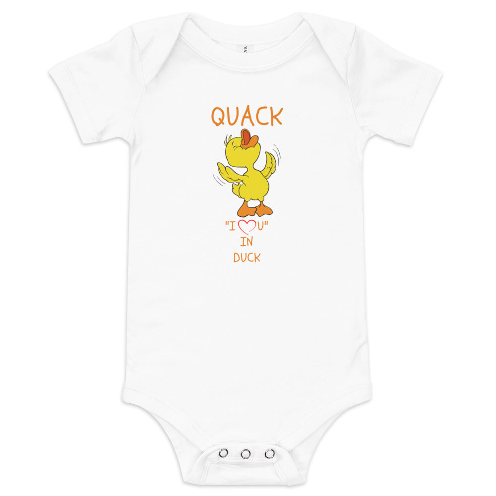 QUACK "I LOVE YOU" IN DUCK Baby short sleeve one piece