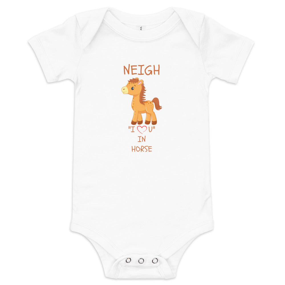 NEIGH "I LOVE U" IN HORSE Baby short sleeve one piece