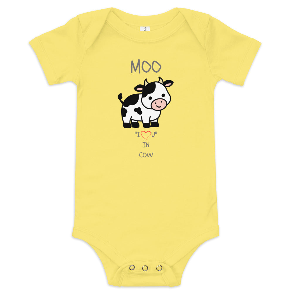 MOO "I LOVE YOU" IN COW Baby short sleeve one piece