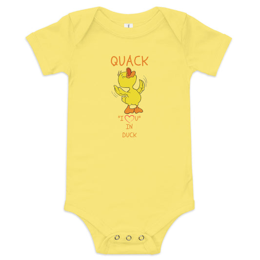 QUACK "I LOVE YOU" IN DUCK Baby short sleeve one piece