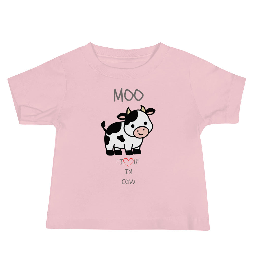 MOO "I LOVE YOU" IN COW Baby Jersey Short Sleeve Tee