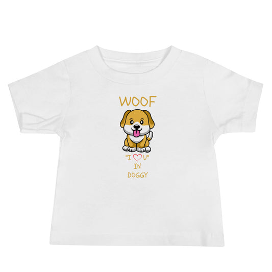 WOOF I "Love" U in Doggy Baby Jersey Short Sleeve Tee