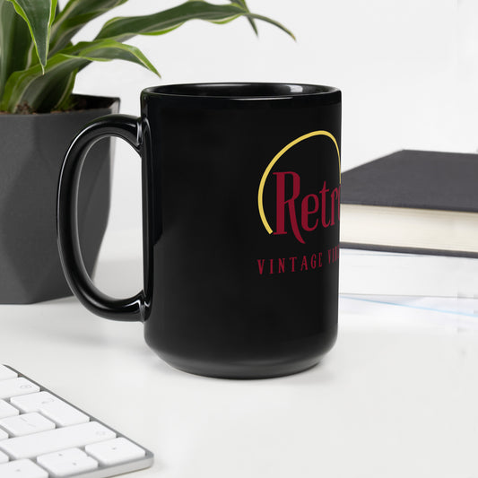 RetroRevive Vintage Vibes, Modern Message Black Glossy Mug