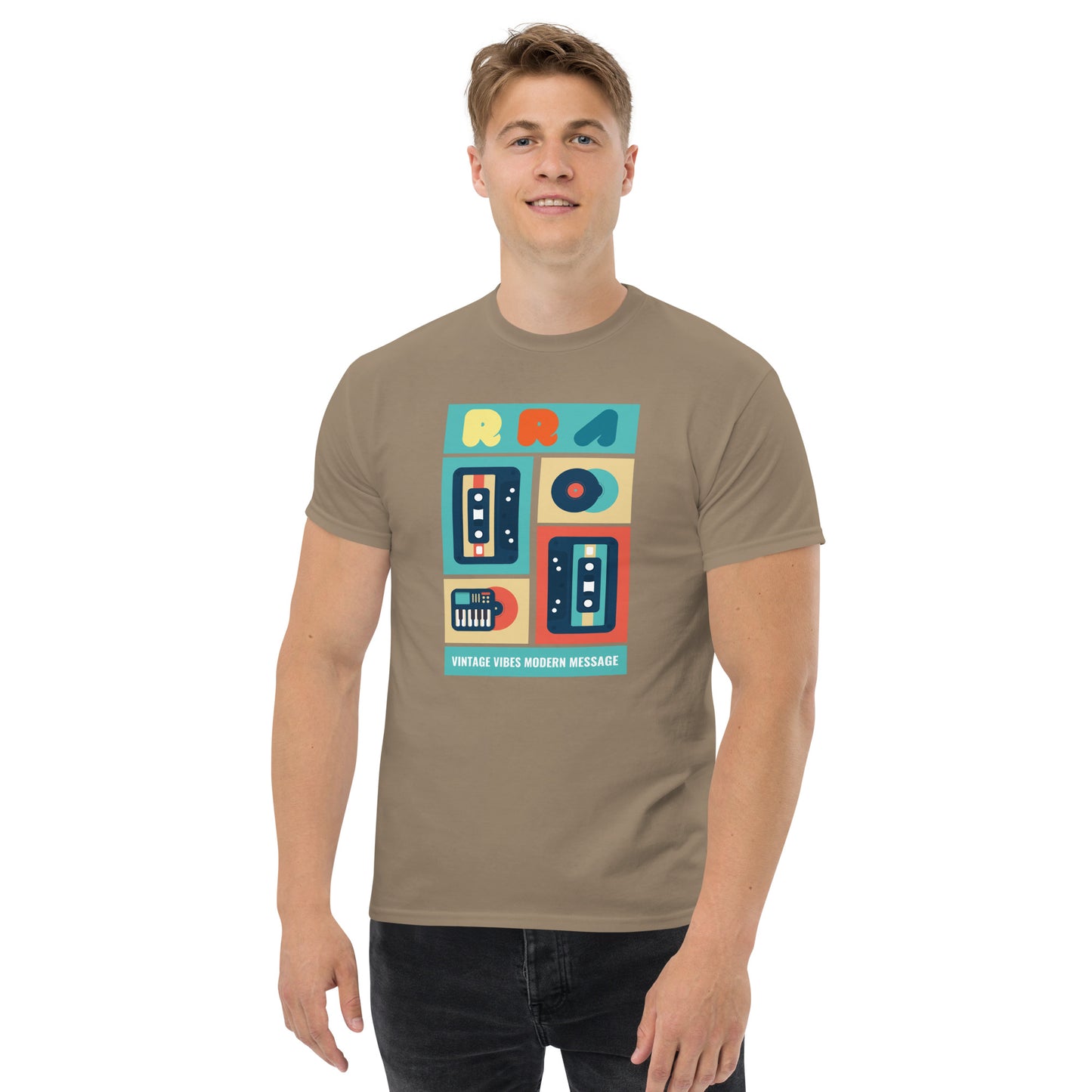 RRA Vintage Vibes Modern Message Cassettes and Vinyl Men's classic tee