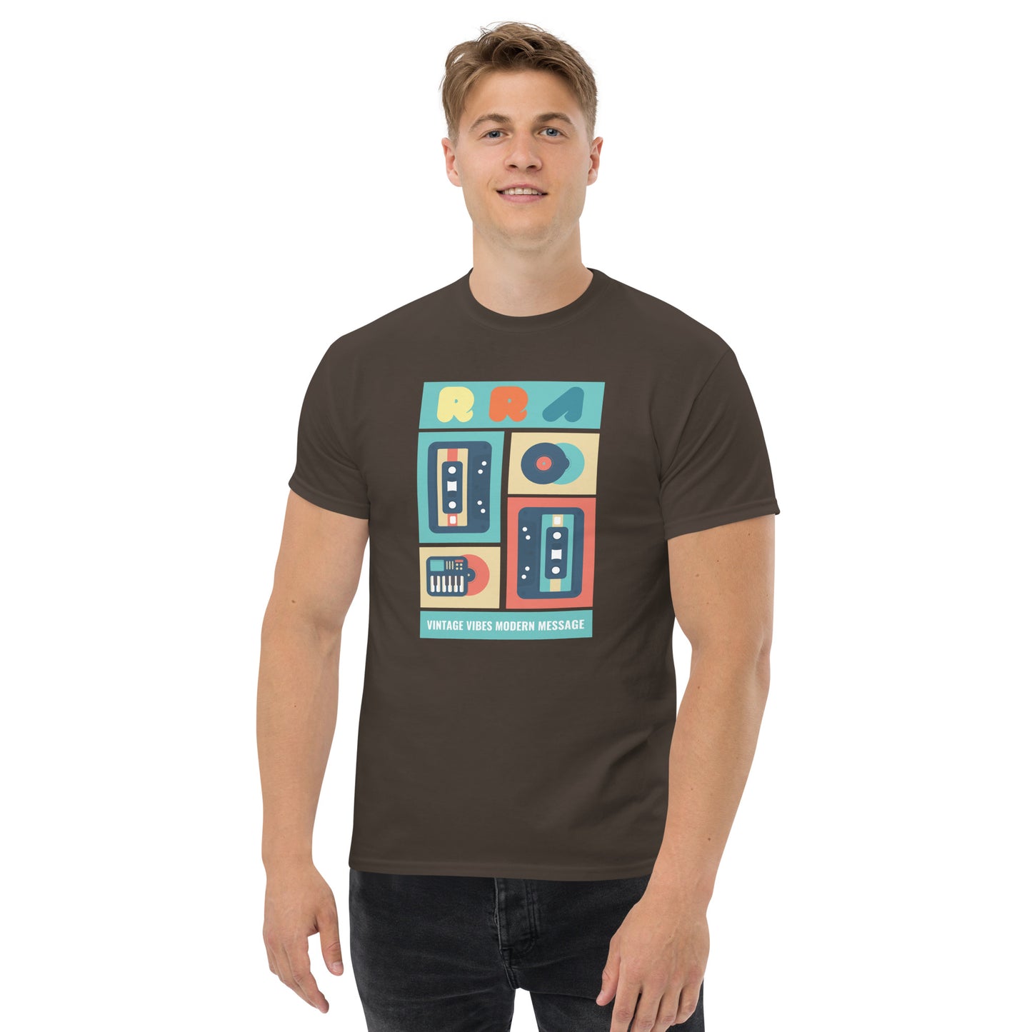 RRA Vintage Vibes Modern Message Cassettes and Vinyl Men's classic tee