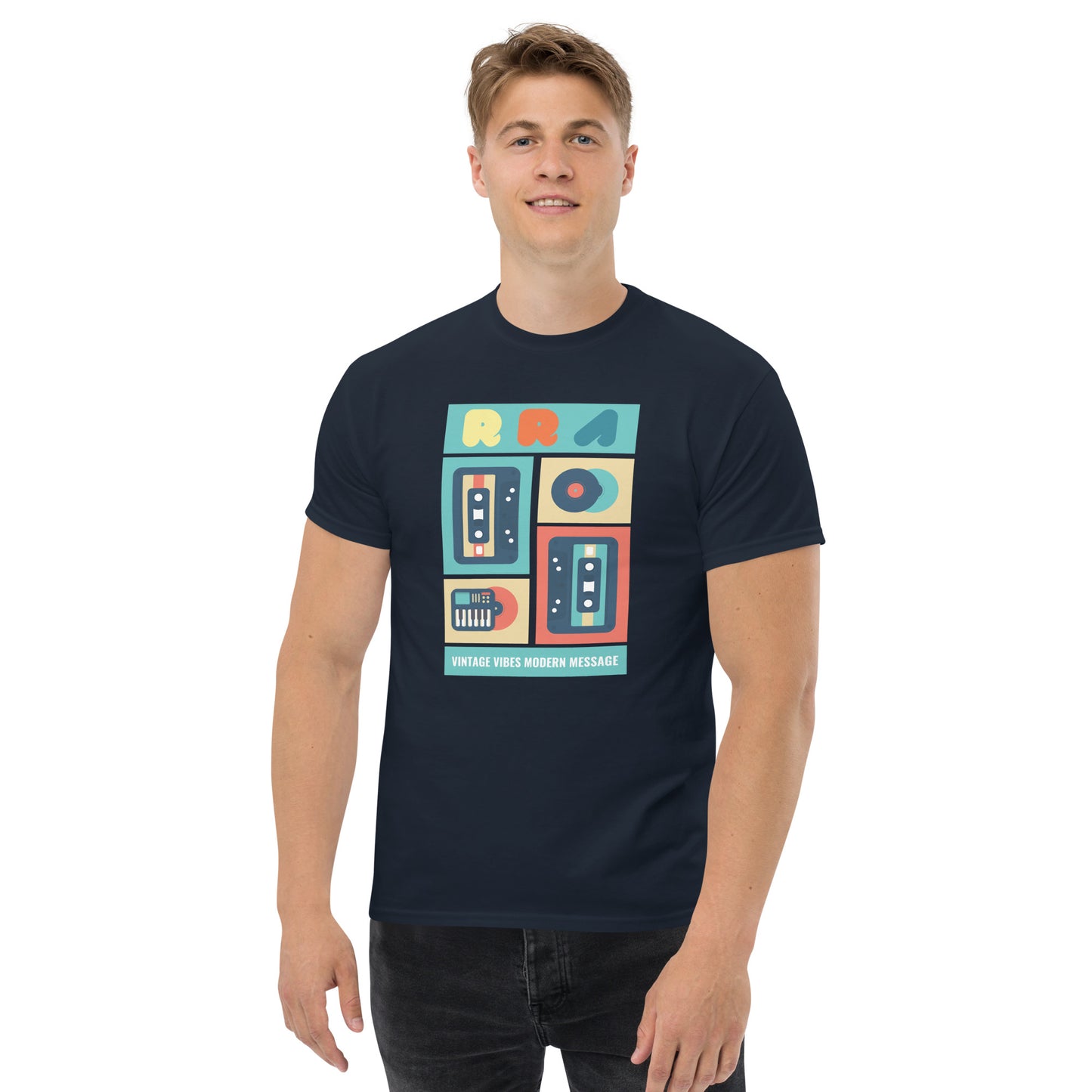 RRA Vintage Vibes Modern Message Cassettes and Vinyl Men's classic tee
