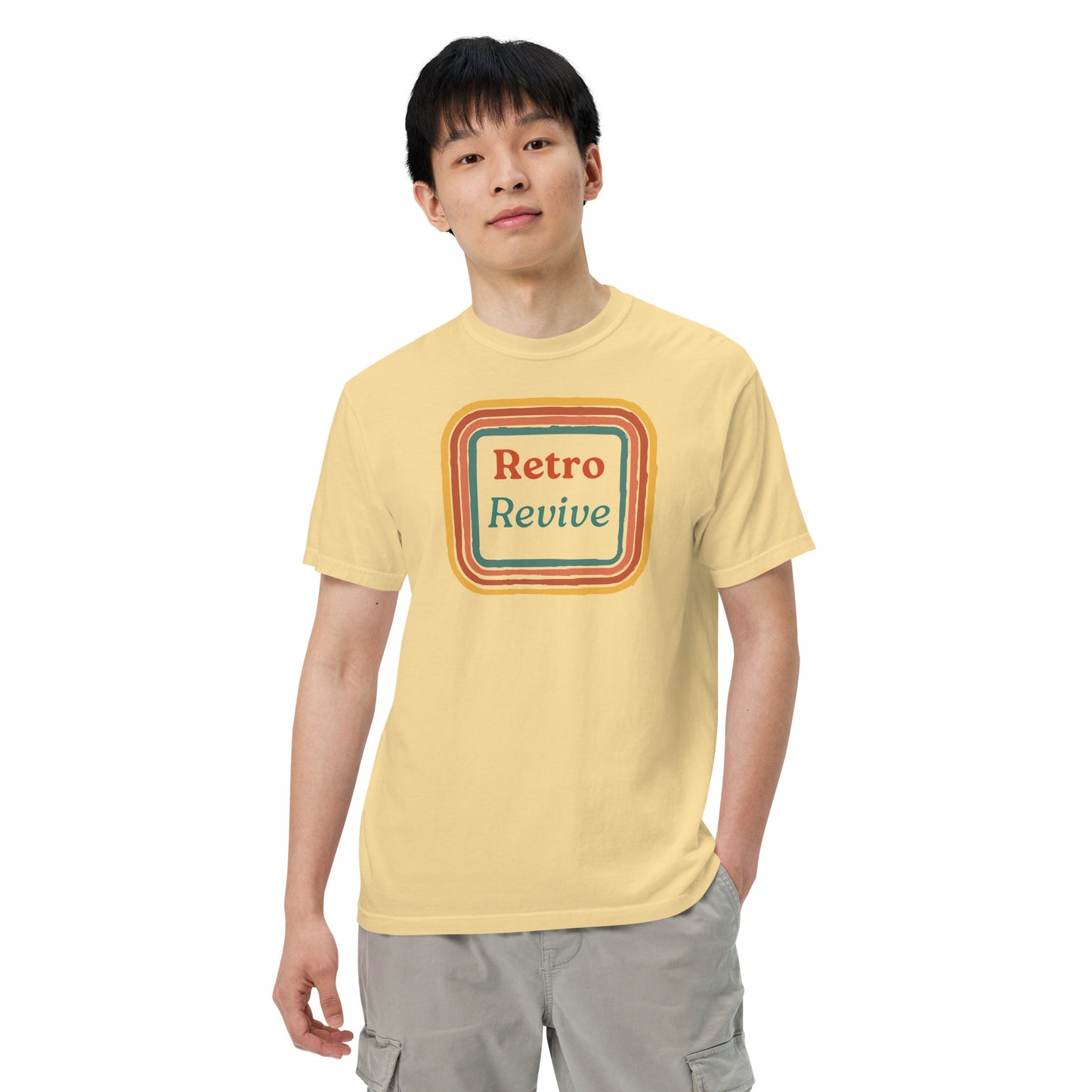 Retro Revive 70's Square Design Men’s Comforts Color T-Shirt