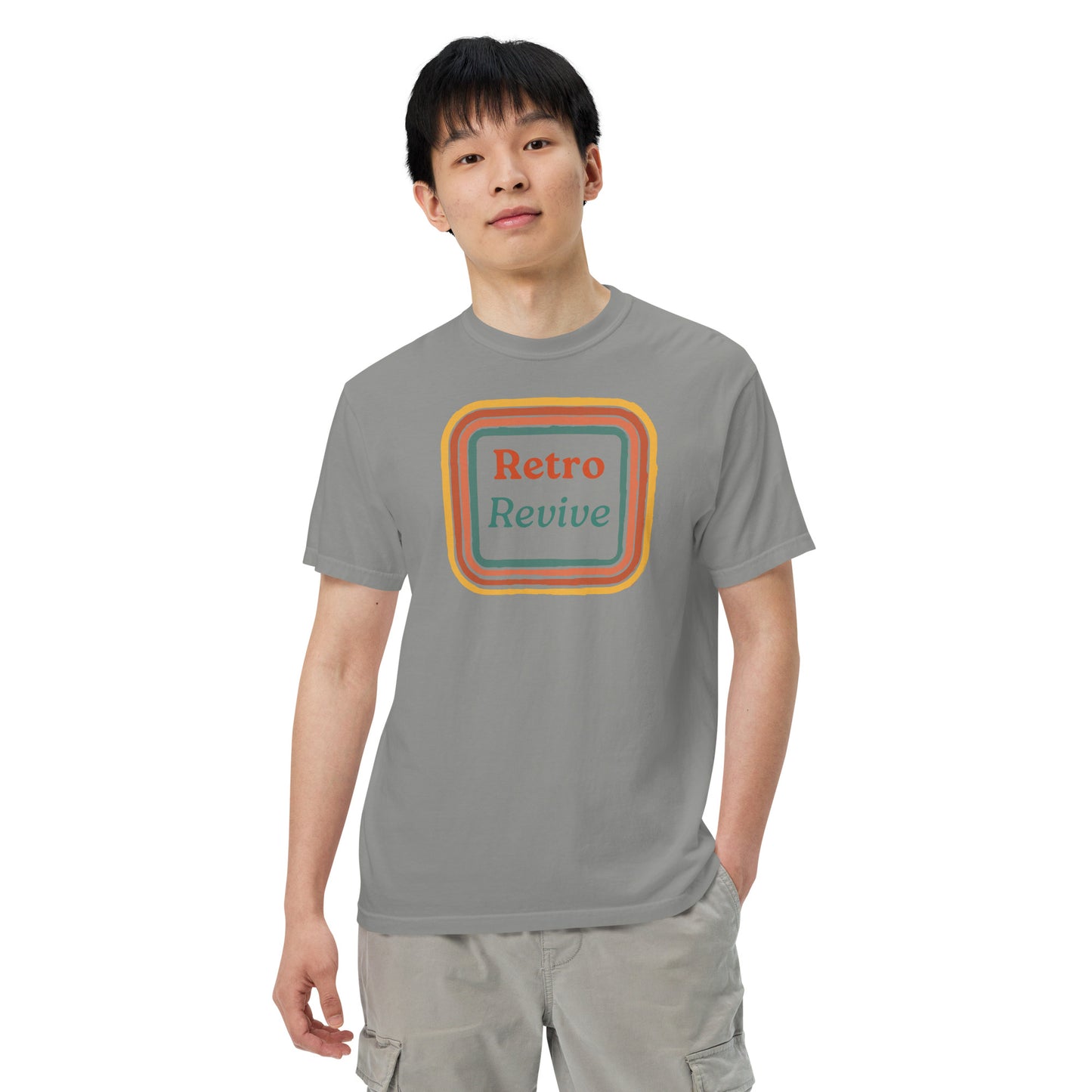 Retro Revive 70's Square Design Men’s Comforts Color T-Shirt