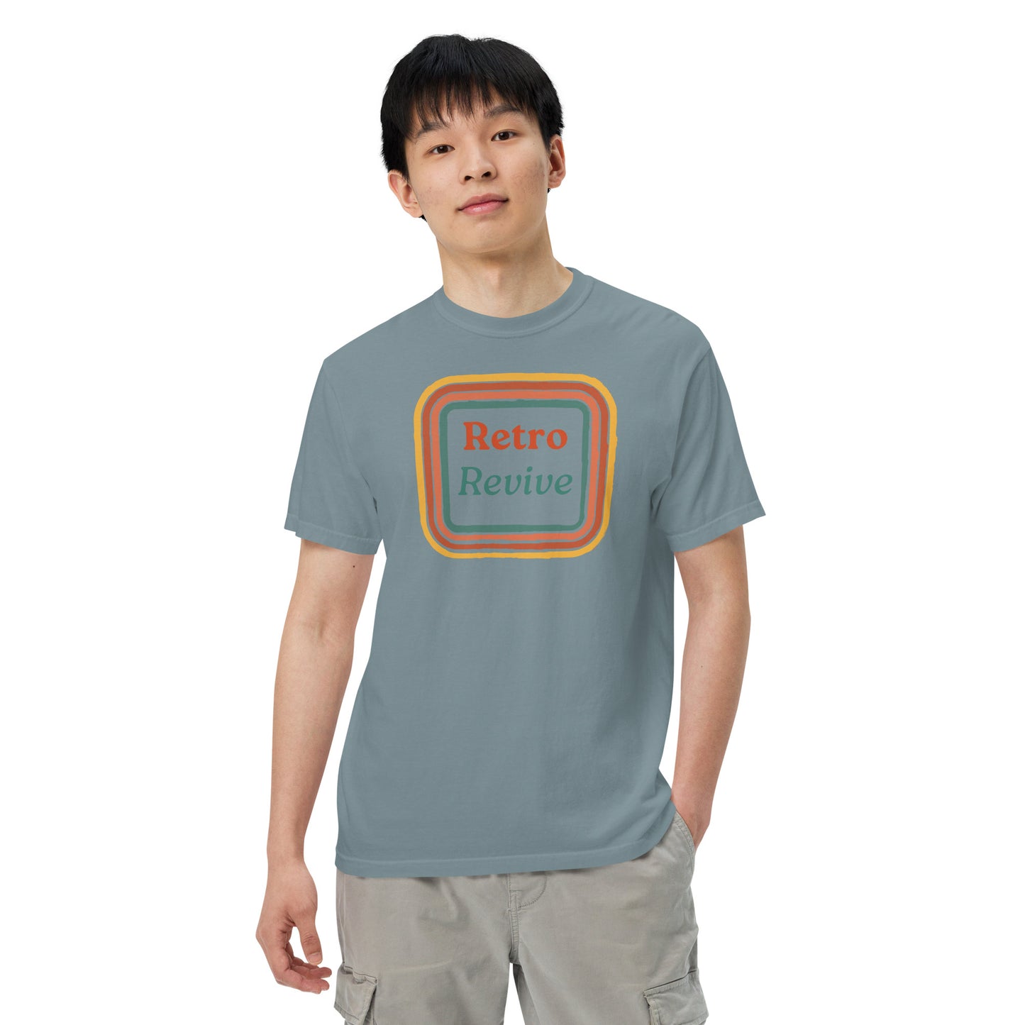 Retro Revive 70's Square Design Men’s Comforts Color T-Shirt