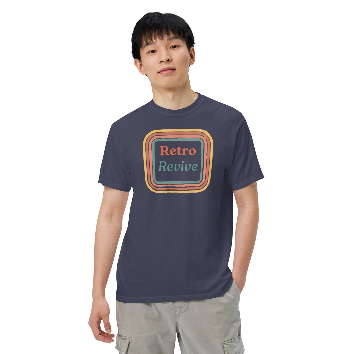 Retro Revive 70's Square Design Men’s Comforts Color T-Shirt