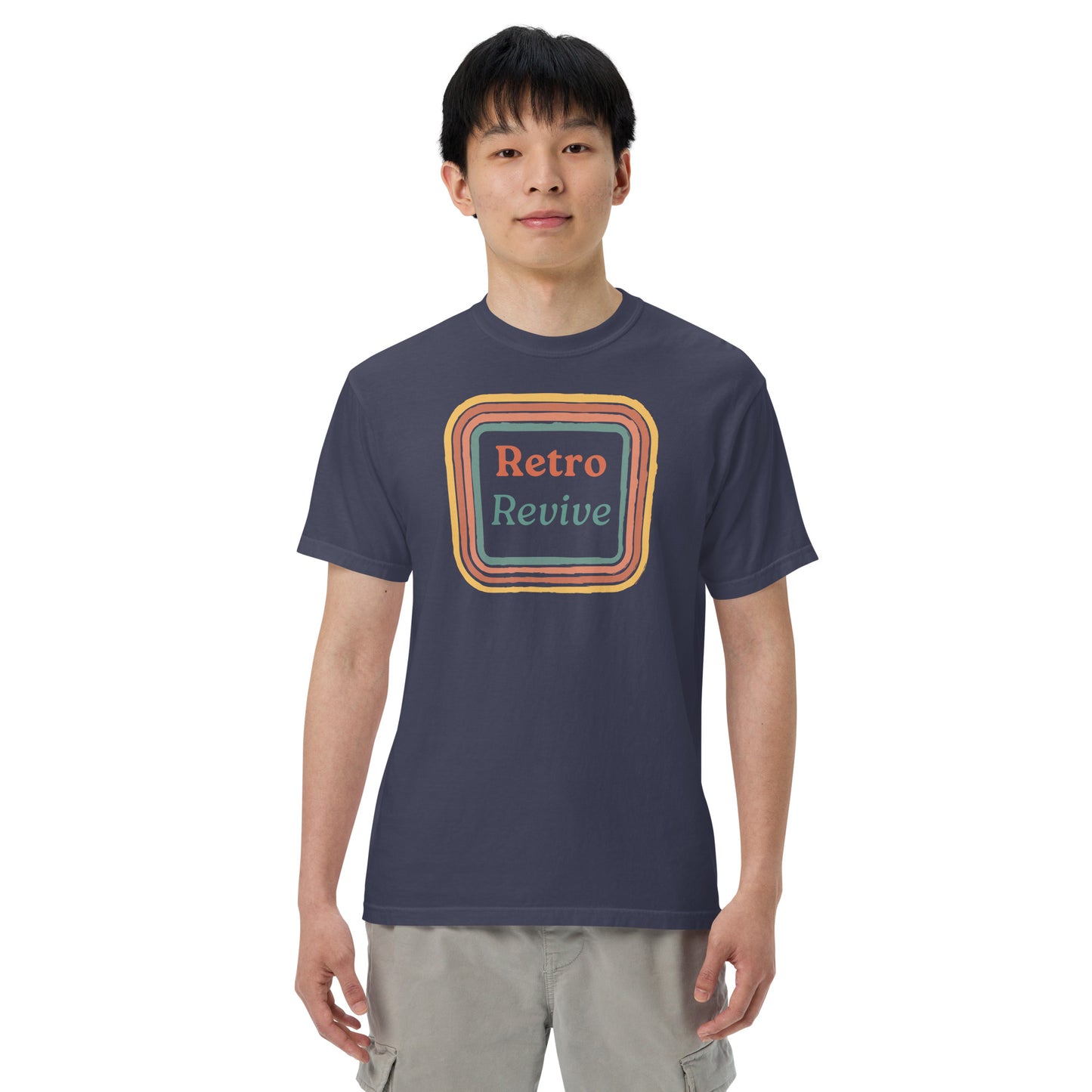 Retro Revive 70's Square Design Men’s Comforts Color T-Shirt