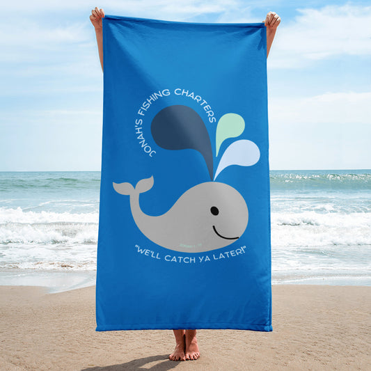 Jonah's Fishing Charters "We'll Catch You Later" Beach Towel