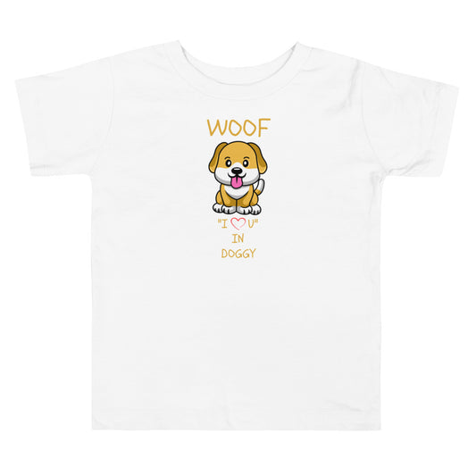 WOOF I "Love" U in Doggy Toddler Short Sleeve Tee