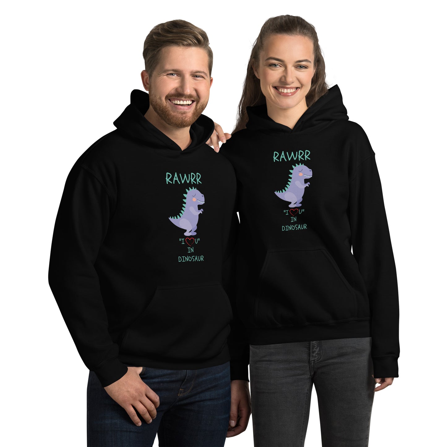 RAWRR "I Love You" In Dinosaur Unisex Hoodie