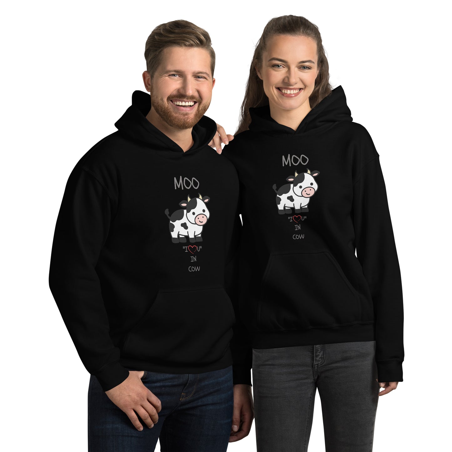 MOO "I LOVE YOU" IN COW Unisex Hoodie
