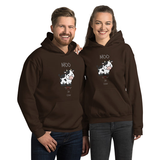 MOO "I LOVE YOU" IN COW Unisex Hoodie