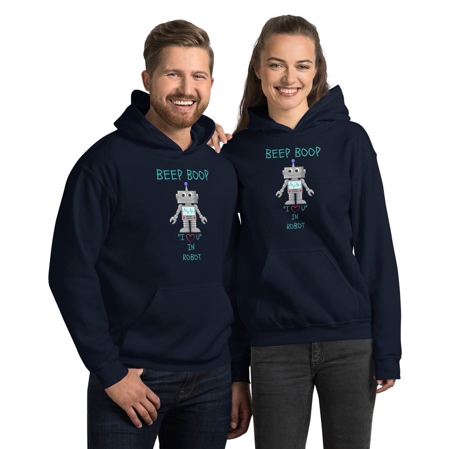 BEEP BOOP "I LOVE U" IN ROBOT Unisex Hoodie