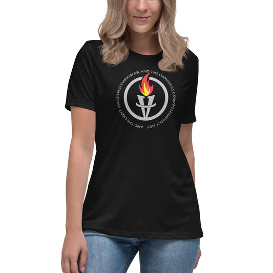 And the light shineth in darkness; and the darkness comprehended it not John 1:5 Women's Relaxed T-Shirt