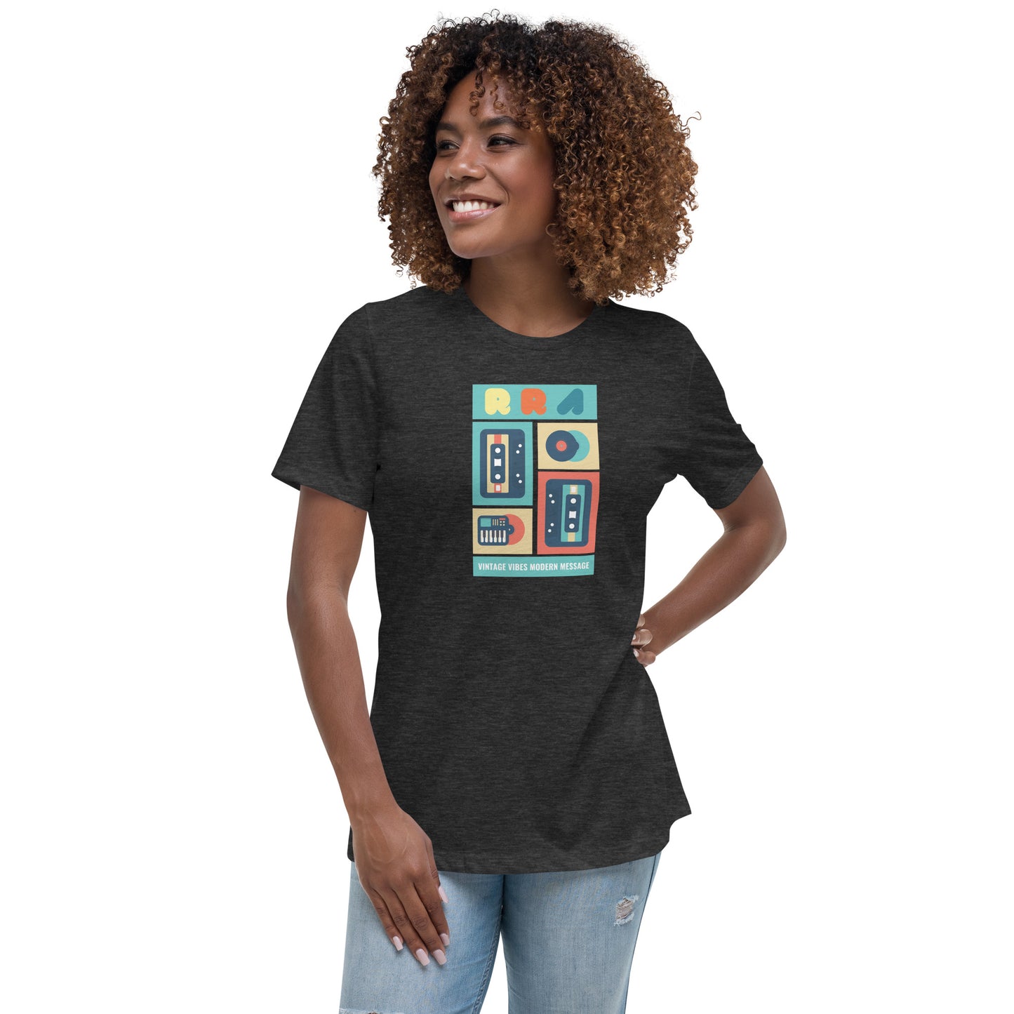 RRA Vintage Vibes Modern Message Cassettes and Vinyl Women's Relaxed T-Shirt