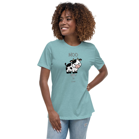 MOO "I LOVE YOU" IN COW Women's Relaxed T-Shirt