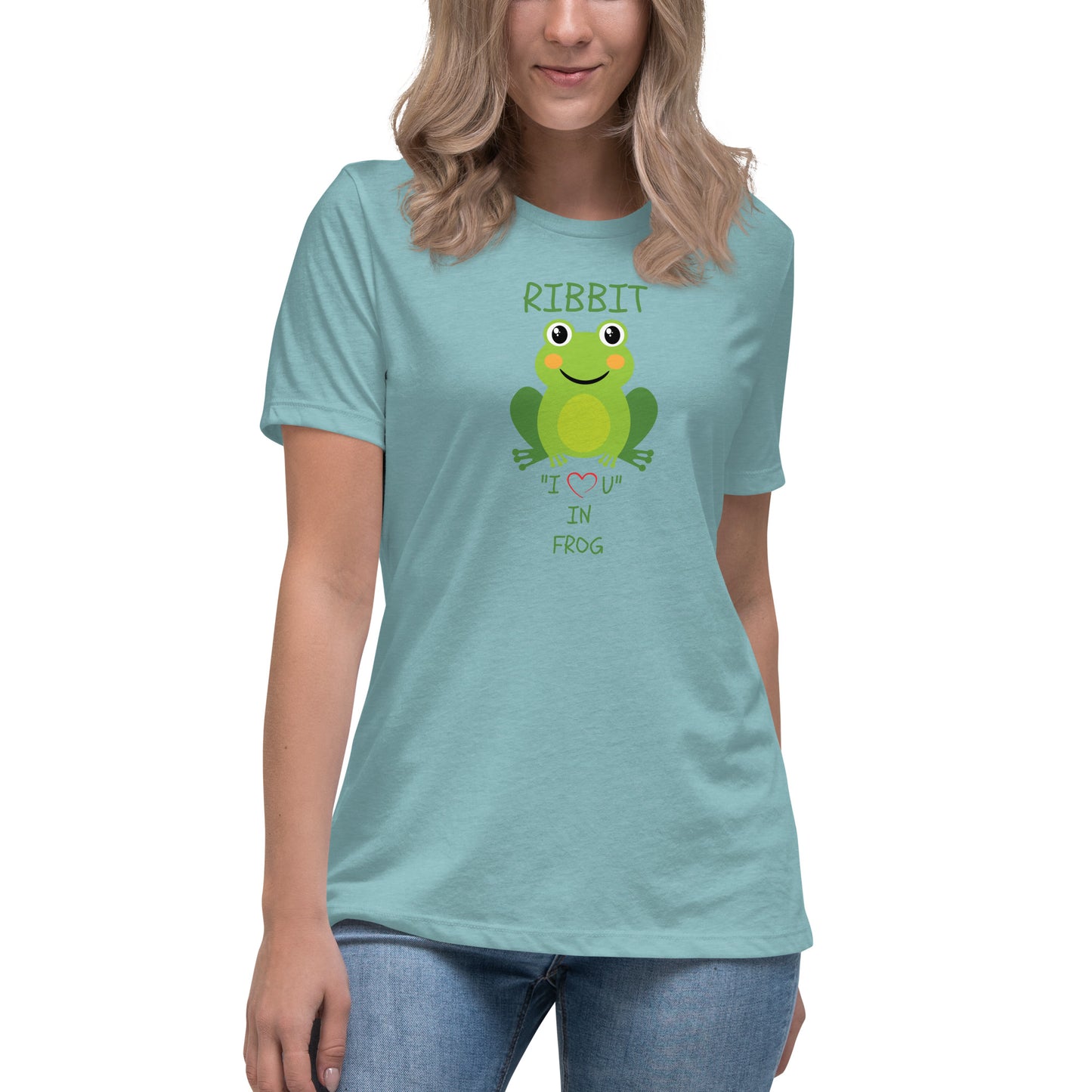 RIBBIT "I LOVE U" IN FROG Women's Relaxed T-Shirt