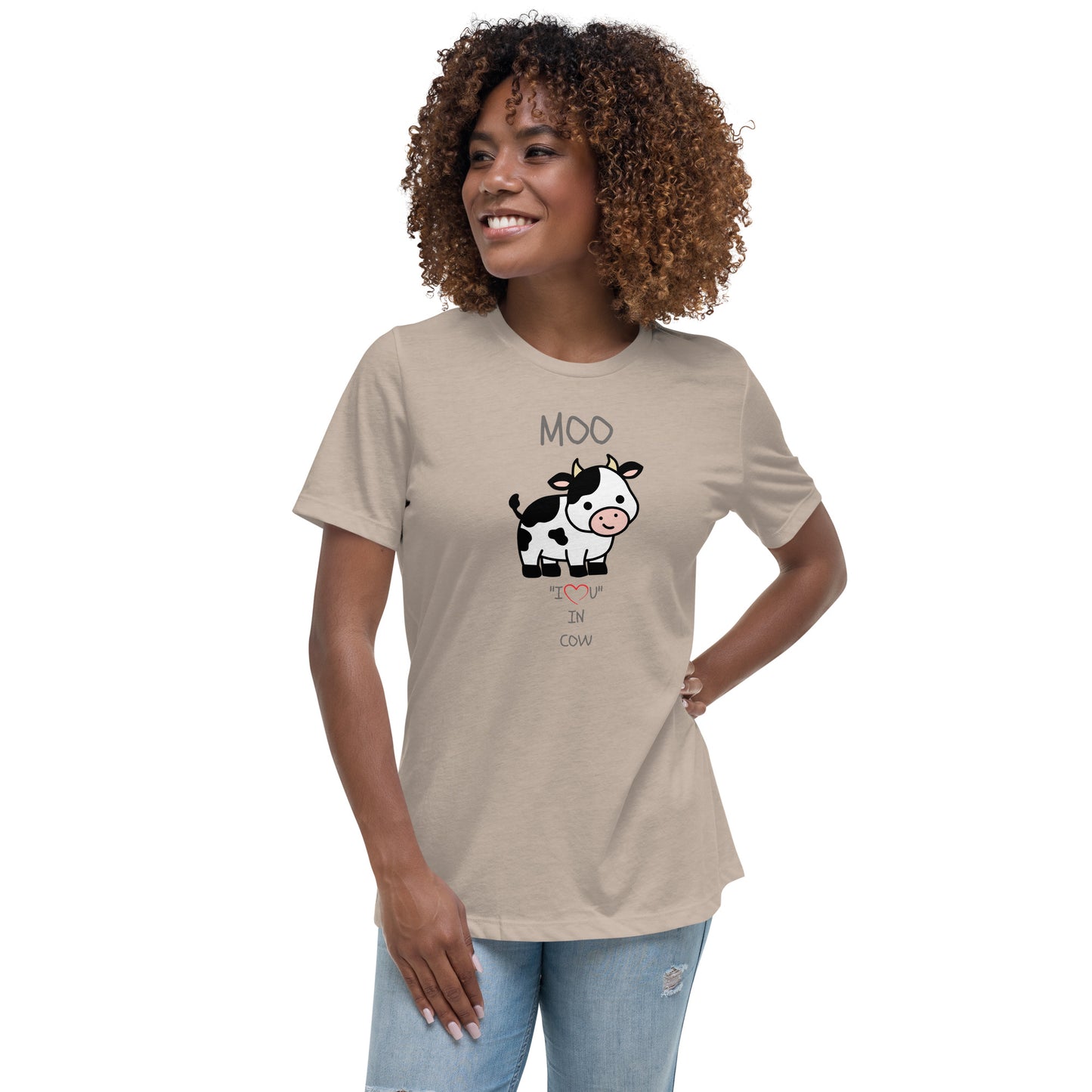 MOO "I LOVE YOU" IN COW Women's Relaxed T-Shirt
